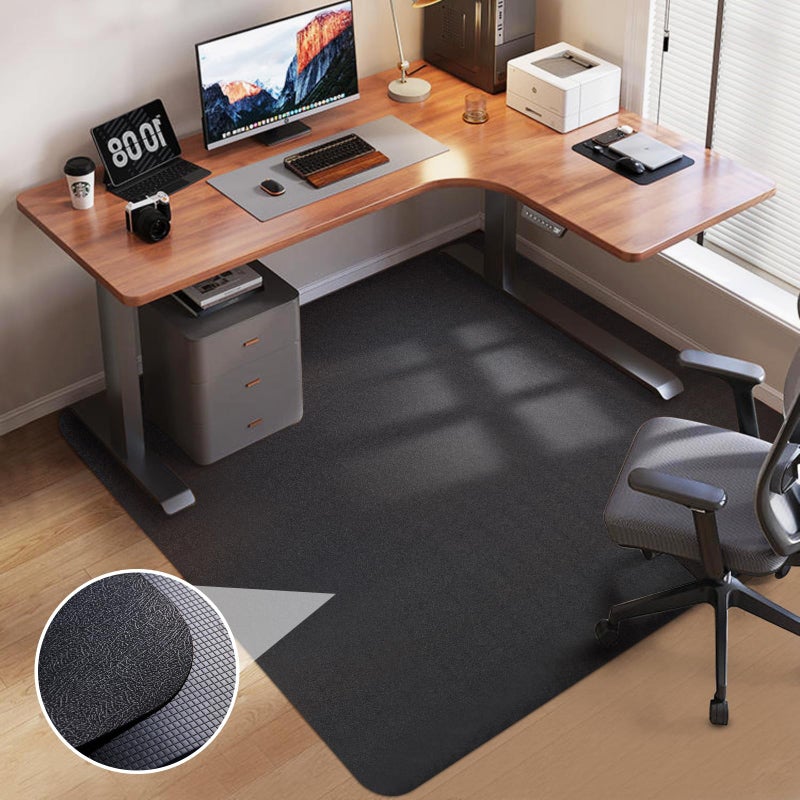 Lemostaar Office Chair Mat for Hardwood Floor: 53"x45" Large Black Rolling Chair Mat for Hard Wood and Tile Floor, Anti-Slip Heavy Duty Floor Protector Mat Under Computer Desk, Easy Glide Chair Mats for Home - Image 1